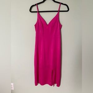 Express hot pink midi satin dress size xs